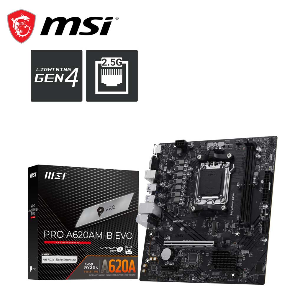 Motherboards - MSI｜エムエスアイ MSI PRO A620AM-B EVO マザーボード（ブラック） PROA620AM-BEVO