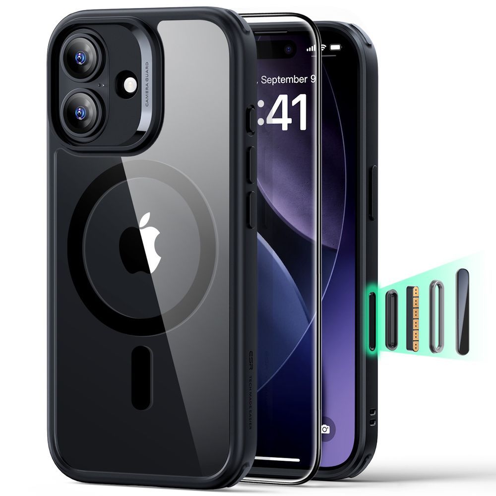 Rakuten - ESR iPhone 17用 Classic MagSafe対応カメラコントロール付きハイブリッドケース 強化フィルム付属（Clear Black） 1A88900201