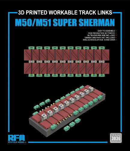 ライフィールドモデル 1/35 M50/M51用可動式履帯セット(3Dプリンター製)【RFM3036】 ディテールアップ..