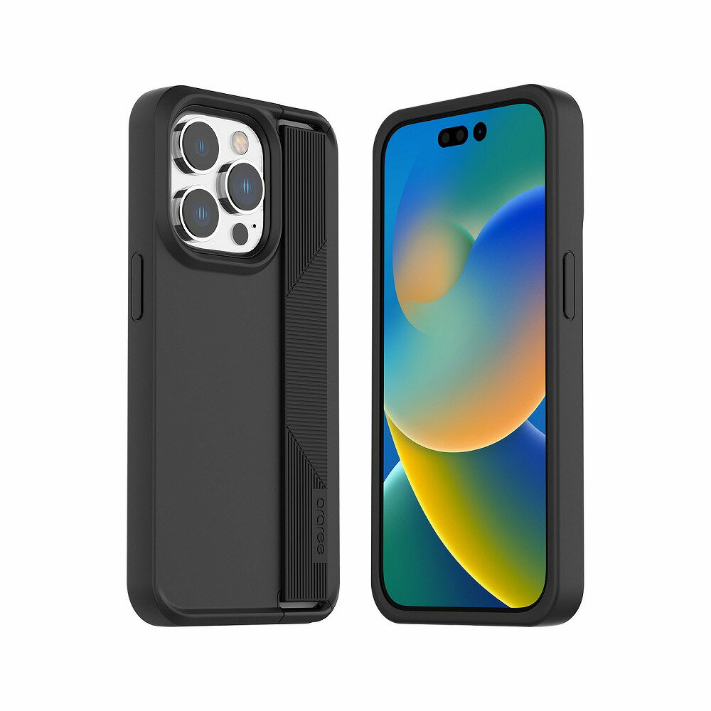 樂天商城 - araree iPhone 14 Pro用 ハンドストラップケース BOAT（ブラック） AR24681I14PBK