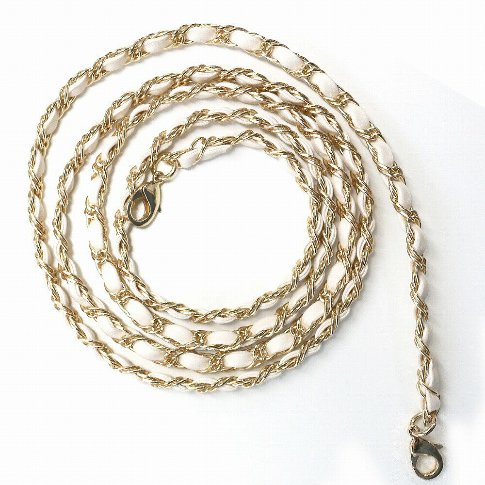 abbi Leather Chain Long Strap 約125cm アイボリー 7128CN