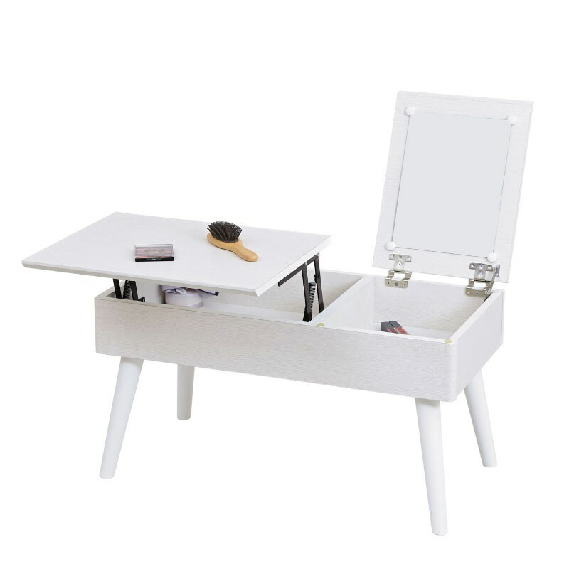 FDR-0007-WH JK-PLAN(ジェイケイ・プラン) 昇降式ドレッサーテーブル 幅80 （ホワイト） [FDR0007WH]