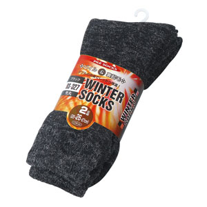 おたふく手袋 起毛パイルソックス 先丸（2足組）ブラック BS-327-BLK