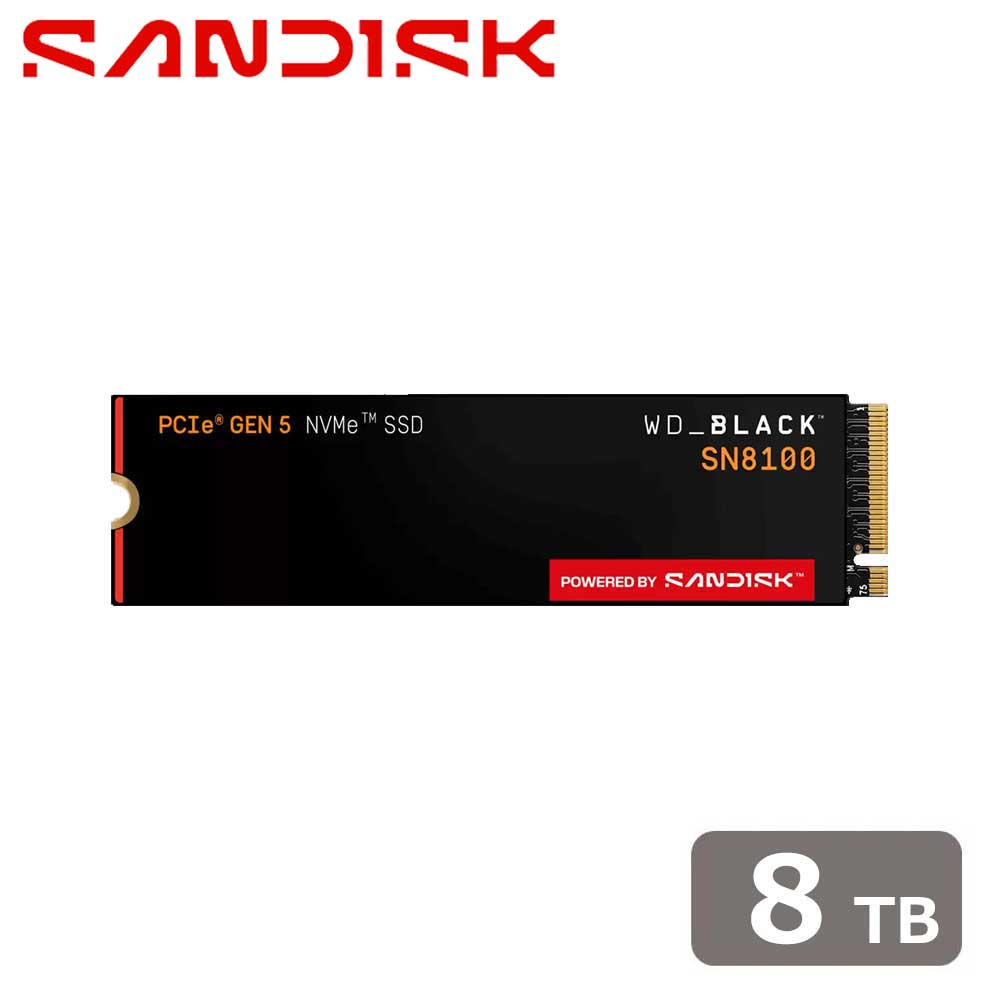 SANDISK WD_BLACK SN8100 シリーズ ゲーミング向け M.2 2280 PCIe Gen5x4 NVMe 2.0 接続SSD (8TB) WDS800T1X0M