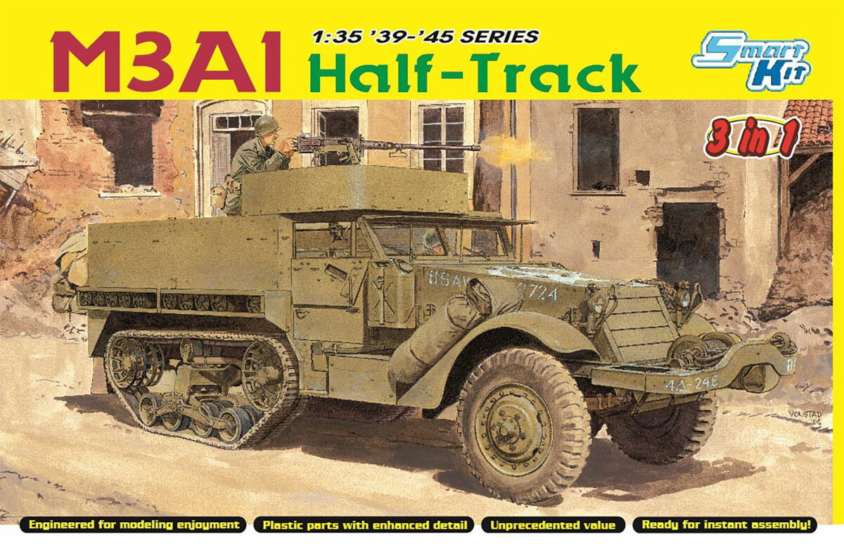 ドラゴンモデル 【再生産】1/35 WW.II アメリカ軍 M3A1 ハーフトラック 3in1 フィギュア/装備品付属【D..