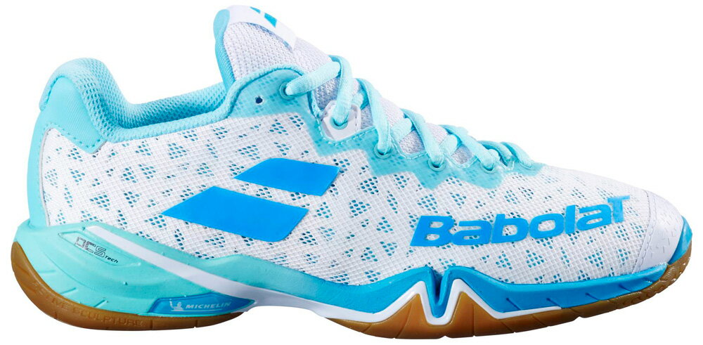 BabolaT(バボラ) レディース バドミントンシューズ シャドウ 4 （ホワイト/ラグーン・サイズ：24.5cm） 3A1F24C472-1076-24.5