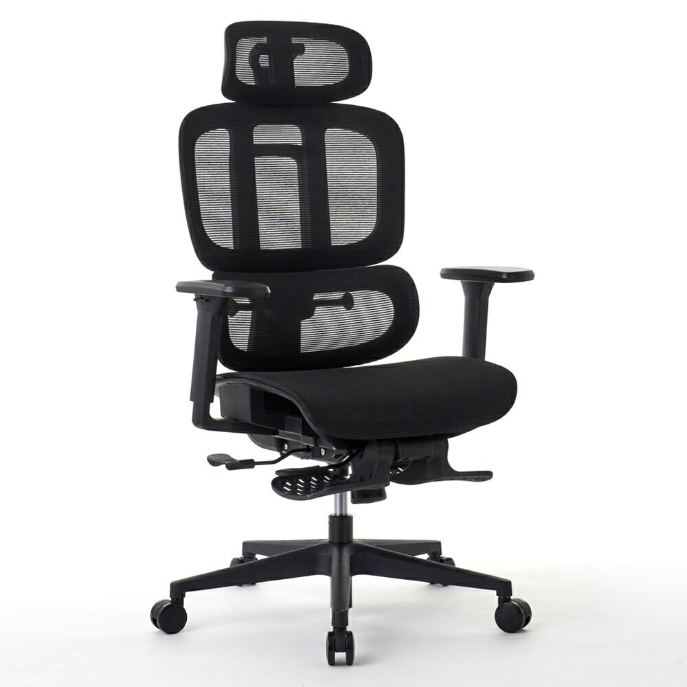 ROOMWORKS(ルームワークス) オフィスチェア M5シリーズ 多機能フルメッシュワークチェア（ブラック） R..