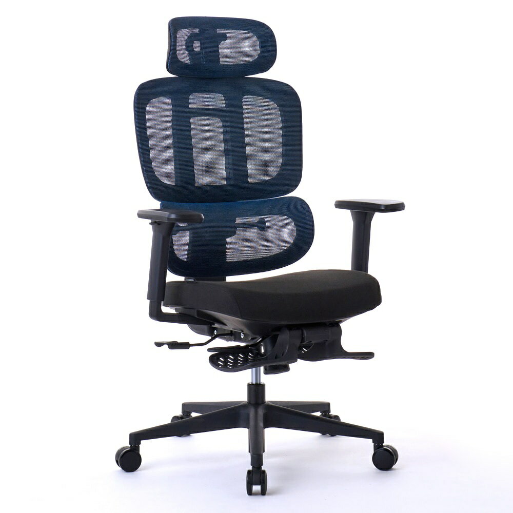 ROOMWORKS(ルームワークス) オフィスチェア M6シリーズ 多機能ファブリックメッシュワークチェア（ブル..