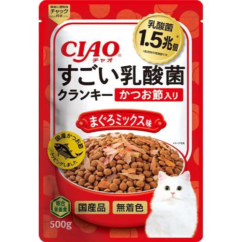 キャットフード ドライ CIAO すごい乳酸菌クランキー かつお節入り まぐろミックス味 500g いなばペッ..