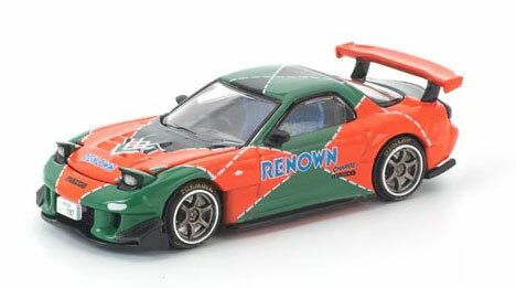 POP RACE 1/64 マツダ RX-7 RE雨宮 オレンジ/グリーン【PR640406】 ミニカー