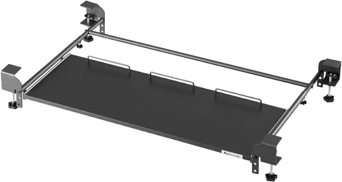 バウヒュッテ 後付キーボードスライダー2（ブラック・天板 幅80×奥行35cm） Bauhutte 大型キーボードスライダー マウス収納対応 BHP-KN80-BK