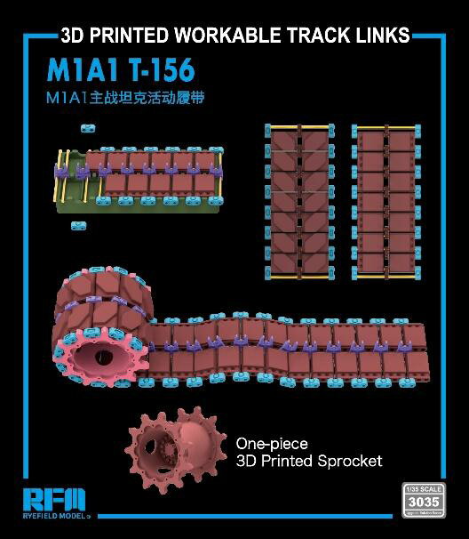 ライフィールドモデル 1/35 M1A1用可動式履帯セット(T-156タイプ)w/ワンピース起動輪(3Dプリンター製)..