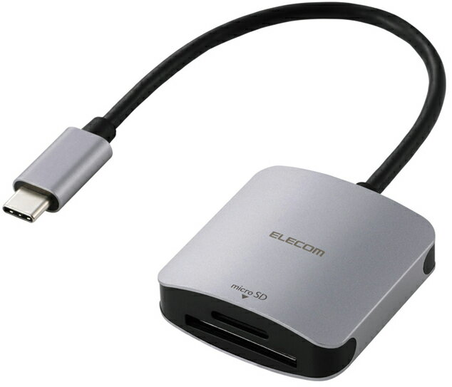 エレコム ケーブル一体型SDカードリーダー 【Type-C SD/microSD対応】（シルバー） MR3C-C20SV