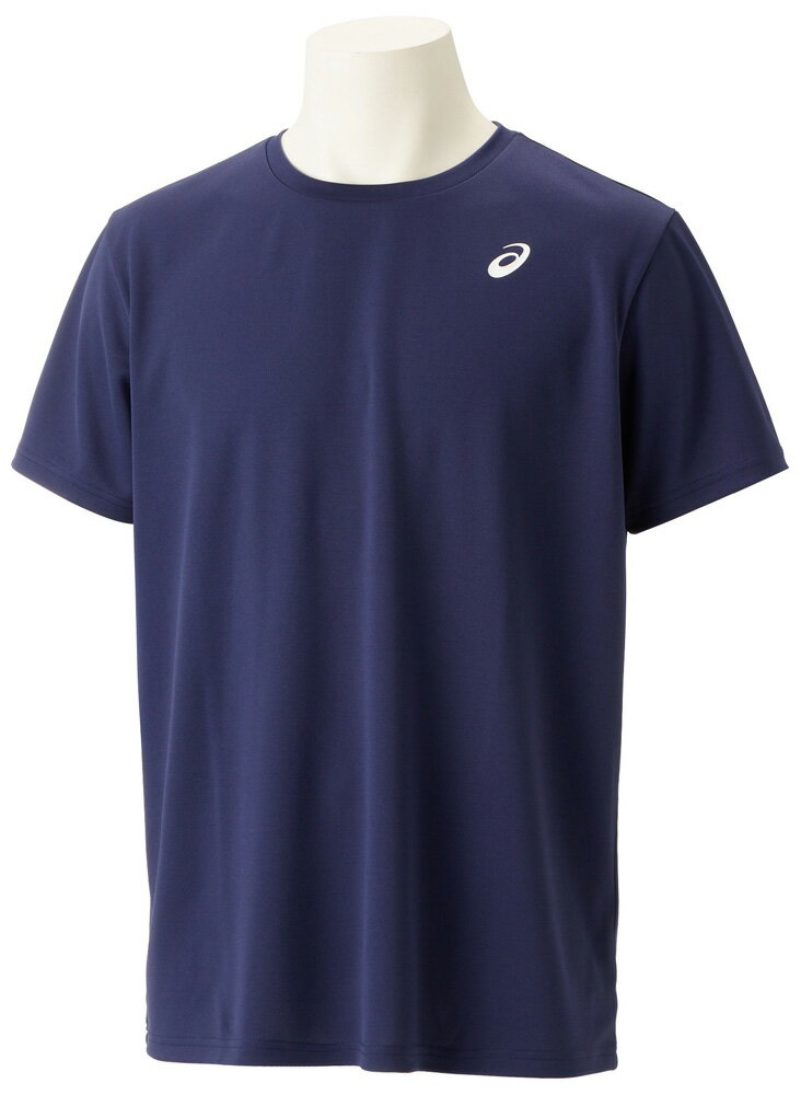 アシックス メンズ ドライ ワンポイント半袖シャツ（ピーコート×ブリリアントホワイト・サイズ：S） 2031E017-400-S ES　DRY　ONEPOINT..