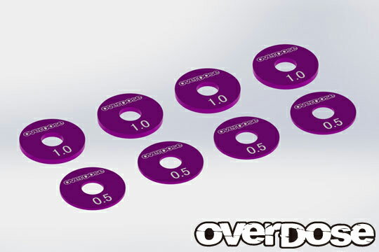 OVERDOSE 【再生産】アルミホイールスペーサーセット(パープル/0.5t×4pcs 1.0t×4pcs)【OD2743b】 ラジコンパーツ
