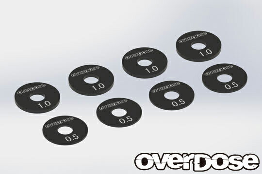 OVERDOSE 【再生産】アルミホイールスペーサーセット(ブラック/0.5t×4pcs 1.0t×4pcs)【OD2745b】 ラジコンパーツ