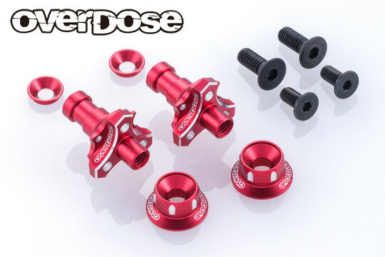OVERDOSE アルミワンピースアクスルシャフト Type-2 (For OD/RWD フロント用/5mm/レッド)【OD3984】 ラジコンパーツ