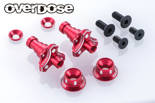 OVERDOSE アルミワンピースアクスルシャフト Type-2 (For OD/RWD フロント用/7mm/レッド)【OD3987】 ラジコンパーツ