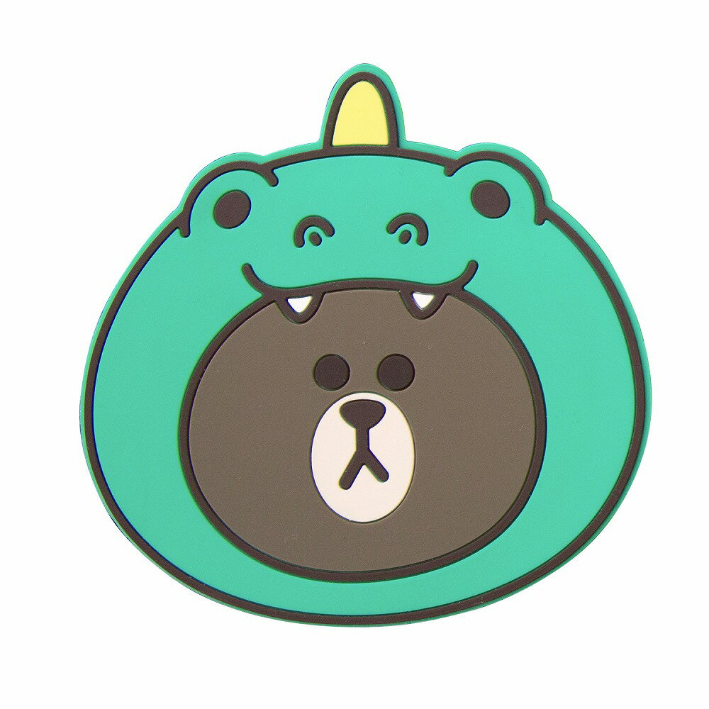 LINE FRIENDS 10W 急速充電対応 ワイヤレス充電パッド ジャングルブラウン(ダイノブラウン) KCL-WPT001