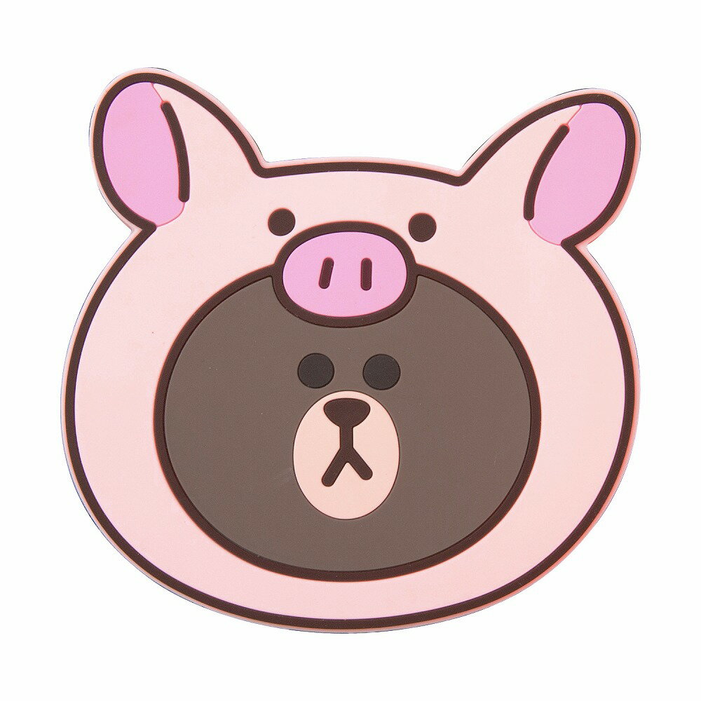 LINE FRIENDS 10W 急速充電対応 ワイヤレス充電パッド ジャングルブラウン(ピギーブラウン) KCL-WPT002
