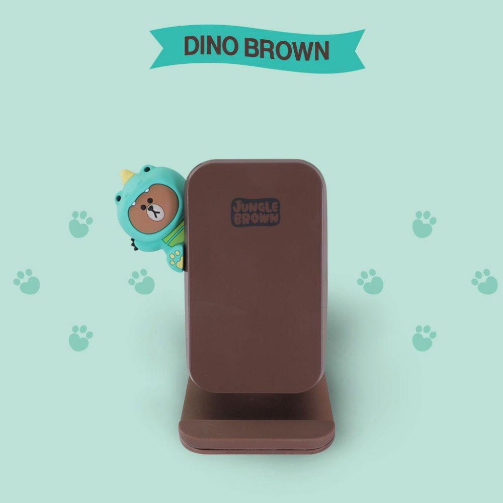 LINE FRIENDS ワイヤレス充電スタンド 5W/7.5W/10W ジャングルブラウン（ダイノブラウン） KCL-SPT001_JP
