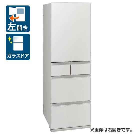 （標準設置料込_Aエリアのみ）三菱 451L 5ドア冷蔵庫（フラットリネンホワイト）【左開き】 MR-MD45NL-W MITSUBISHI MRMD45NLW