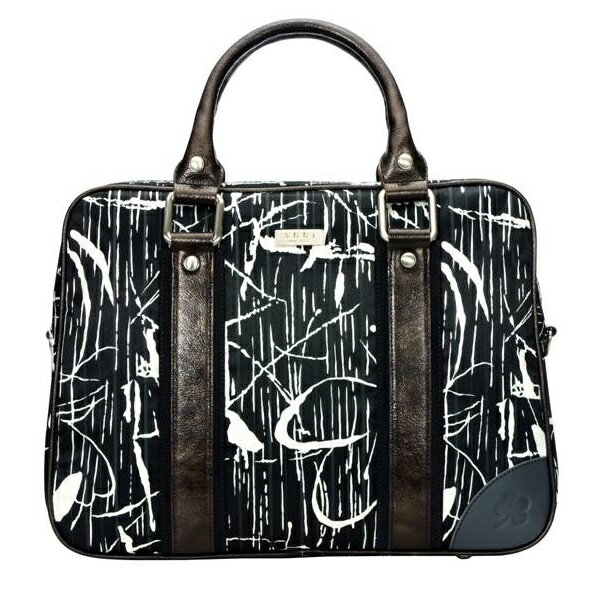 abbi 15.4インチ対応 Carrie（キャリー）プリントトート（ブラック/ホワイト） B3501B