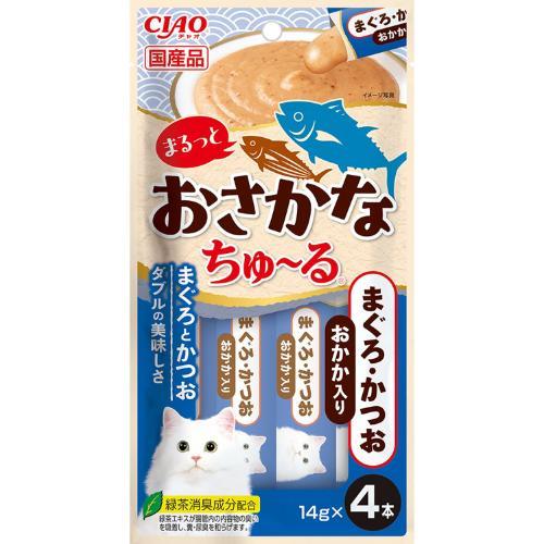 CIAO まるっとおさかなちゅ〜る まぐろ・かつお おかか入り 14g×4本 いなばペットフード SC-601Cマグロ..