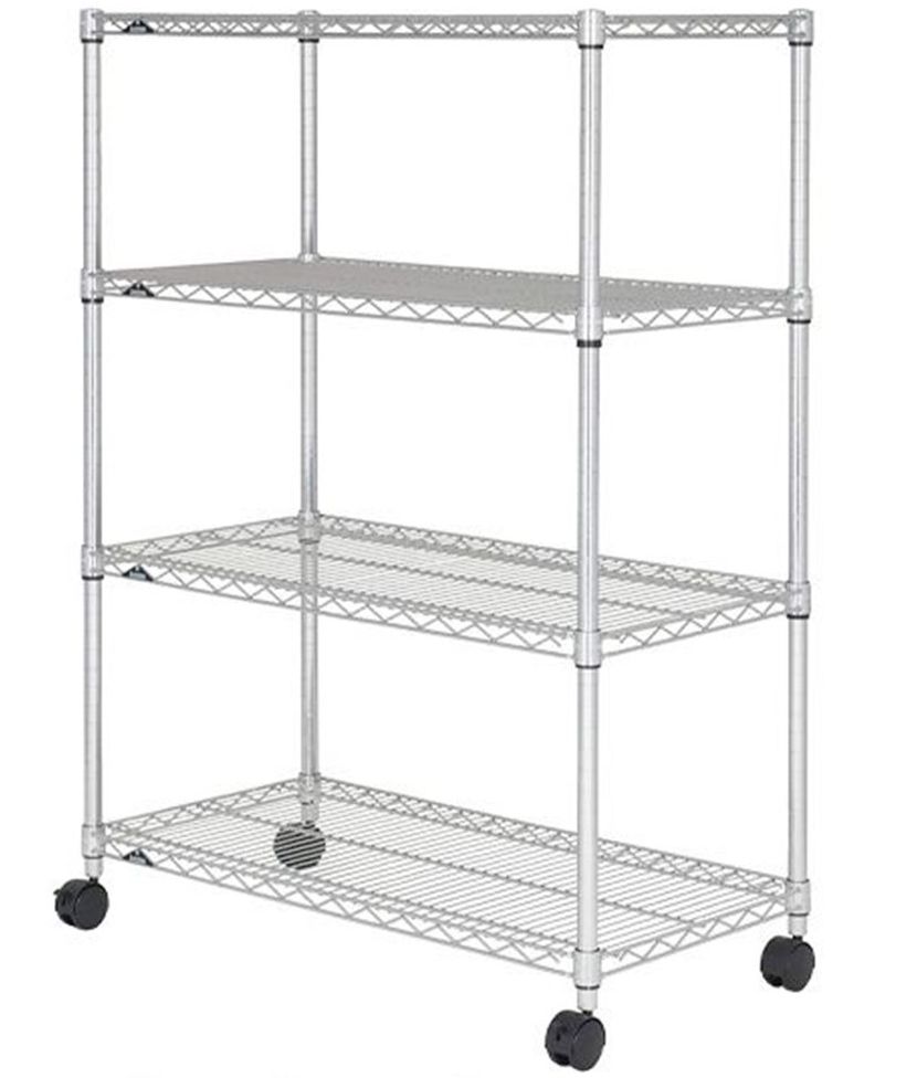 ルミナス スチールラック 4段 (幅91.5×奥行46×高さ126cm) NLH9012-4 Luminousレギュラーシリーズ　 ポール径25mm キャスター付 シルバーラック 幅90cmモデル スチールシェルフ [NLH90124]