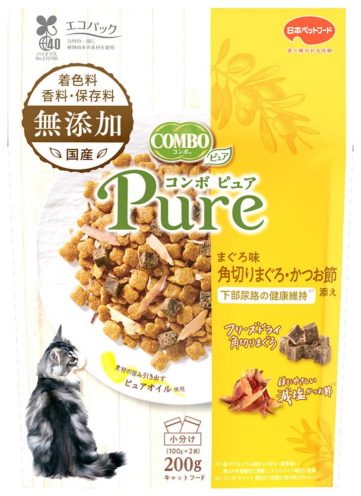 キャットフード ドライ コンボ ピュア キャット ドライ まぐろ味 角切りまぐろ かつお節添え 200g 日本ペットフード コンボピユアCマグロ200G