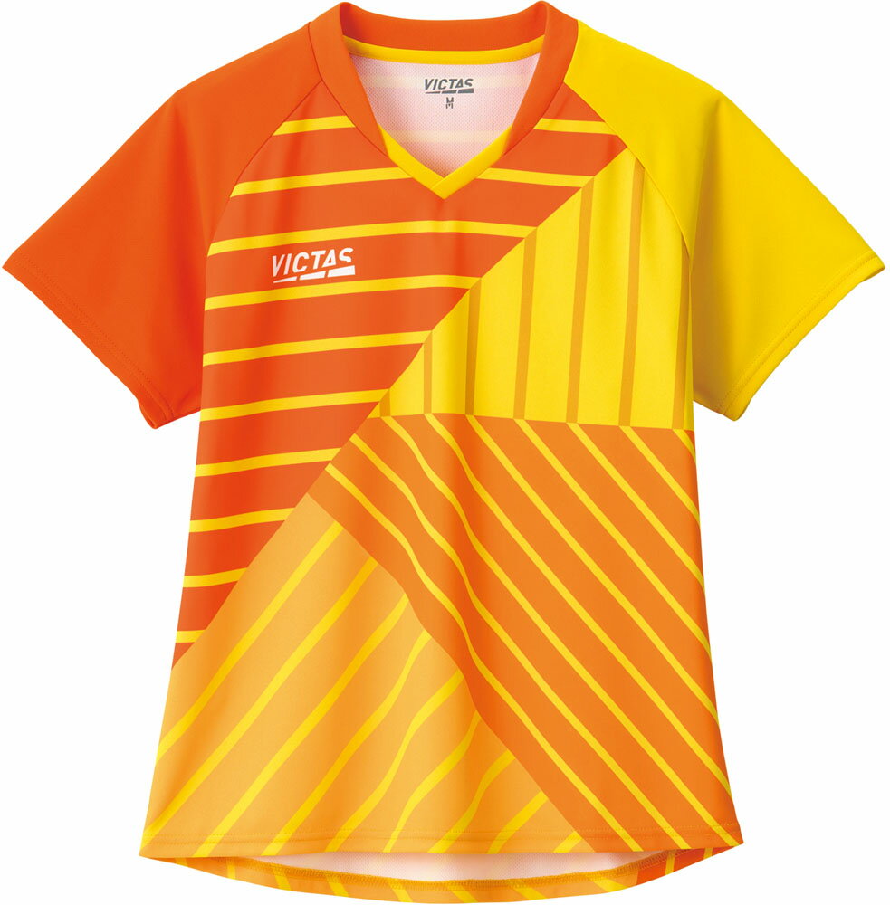 TSP-612112-2000-S ヴィクタス 卓球 スイッチングライン レディース ゲームシャツ（オレンジ・サイズ：S） VICTAS