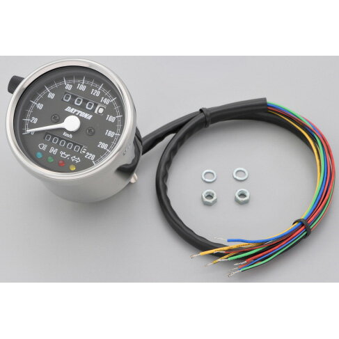デイトナ 機械式スピードメーター（インジケーター付き）Φ60 220km/h ホワイトLED照明 15638 DAYTONA