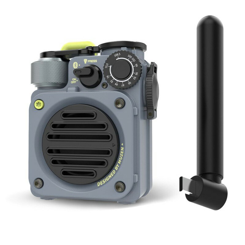 【返品種別A】□「返品種別」について詳しくはこちら□2025年08月 発売メーカー保証期間 1年Wild Mini 第3世代ポータブルFMラジオ＆アウトドア防水Bluetoothスピーカー◆ミリタリーデザイン無骨でありながら洗練されたミリタリーテイストの外観は、タフな環境にもマッチ。自然と調和し、アウトドアでも映える存在感です。◆IPX5の耐水性突然の雨や水しぶきも安心。IPX5相当の耐水性能で、キャンプ・BBQ・釣りなど、さまざまなアウトドアシーンで大活躍します。◆懷中電灯機能（強・弱・SOS信号）スピーカー上部には3モード対応のLEDライトを搭載。夜間の使用や災害時のSOS発信にも使える実用的なライトです。◆バッテリー容量1900mAhにグレードアップ第二世代に比べ約1.9倍のバッテリー容量を実現。音楽再生はもちろん、LEDライトやFMラジオ使用時も安心の持続力です。 ◆FMラジオ機能携帯圏外でも電波が届けばラジオが聴ける！　アウトドアや防災用途での情報収集に重宝する新機能です。◆非常時、モバイルバッテリーとしても使用可USB接続でスマホや他の電子機器へ給電可能。停電時や災害時の「もしも」に備える一台としても大活躍。◆クリアな音質で臨場感アップ小型でもこもらない高音質。野外でも室内でも、クリアでパワフルな音をしっかり楽しめます。◆安定接続のBluetooth 5.0搭載最新のBluetooth5.0により、安定したワイヤレス接続と低遅延で快適なリスニング体験を実現。■Wild Mini第二世代と第三世代の違い・バッテリー容量が大幅アップ！　1000mAh→1900mAh・FMラジオ機能搭載・モバイルバッテリー機能追加■　仕　様　■サイズ：60.8×40×77.9mm本体重量：約276gBluetooth通信距離：5m ≦ 距離 ≦10mスピーカー：4Ω 5Wアンプパワー：5Wバッテリー：3.7V/1900mAh充電：DC 5V 1A[MWPVXI3GY]MUZENオーディオ＞Bluetoothスピーカー/スマートスピーカー＞Bluetoothスピーカー・まごころ長期修理保証(保証5年)［加入料：対象商品代金の5%］商品「MW-PVXI3GY」専用加入料(※加入料のみ注文不可)※対象商品と専用加入料を分けてのご注文は承れません。上記リンク先の専用加入料と一緒にご注文して下さい。※長期修理保証についての詳細・注意事項はこちらのページをご一読下さい。