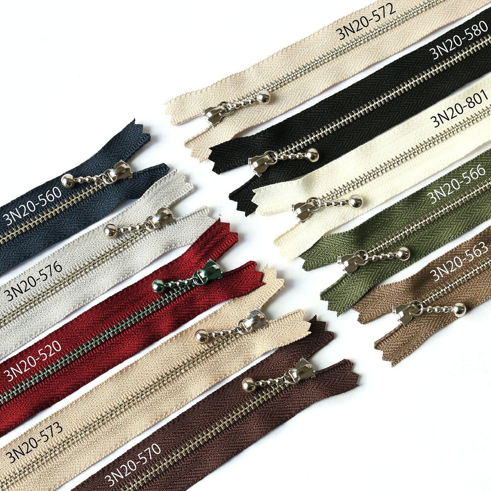 YKK 玉付きファスナー シルバー 12cm 3N12-10MIX