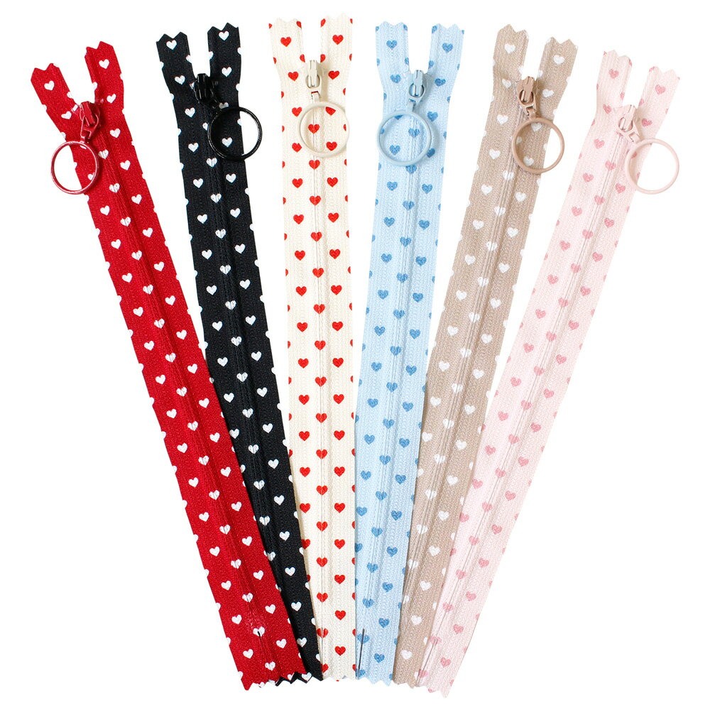 NBK ハート柄プリントファスナー 20cm PRF20-HT6MIX