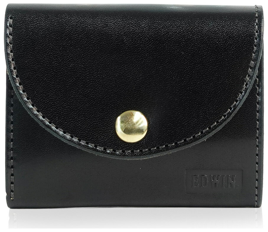 Other - EDWIN 栃木レザー 日本製アニリン 三つ折財布（ブラック） 22269330-BLK エドウィン