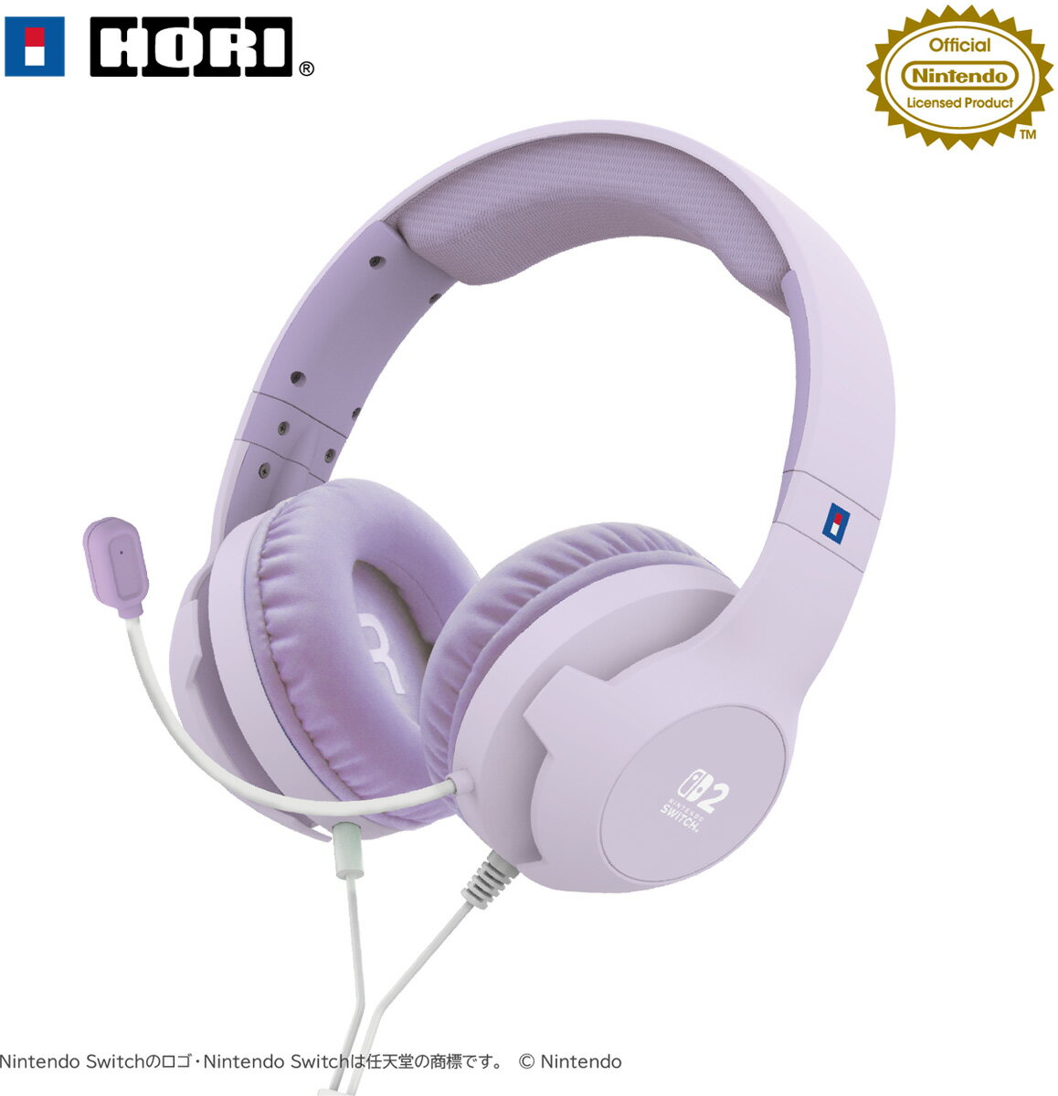 【返品種別B】□「返品種別」について詳しくはこちら□「おひとり様1点まで」2025年11月 発売※ 本品はワイヤレスヘッドセットではありません。※ 本品をご使用になる際は、Nintendo SwitchおよびNintendo Switch 2 本体のシステムを最新のバージョンに更新してご使用ください。◇◆商品紹介◇◆Nintendo Switch 2 向けにパステルカラーのゲーミングヘッドセットが登場！　・任天堂製品との適合性が確認された、正式ライセンス商品です。・淡い色合いのパープル、グリーン、ピンクの3色展開です。■ ゲーミングヘッドセットのエントリーモデルΦ40mmドライバーを採用。フラットでクリアな音質。細かい音も逃さず聞き取れます。■ イヤーカップに集約された操作部イヤーカップ部分に音量調節、マイクON / OFF機能を集約。耳元で手軽に操作することができます。■ 位置調節が可能なフレキシブルアームマイクボイスチャットに最適な単一指向性マイク。マイクを好きな位置に調整できるフレキシブルアームを採用しています。※ マイク機能はボイスチャットが可能なゲームソフトでのみご使用いただけます。■ ゲームプレイをサポートするメッシュ素材のヘッドクッション蒸れにくいメッシュ素材のヘッドクッションが長時間のゲームプレイをサポートします。■ 遮音性の高いオーバーイヤータイプ遮音性が高く、しっかりとした装着感のオーバーイヤータイプのイヤーパッド。臨場感のあるゲームプレイを楽しめます。■ プレイモードに合わせて使える延長ケーブル2.5m延長ケーブルで、設置の幅が広がる。TVモードでも快適にゲームプレイが可能です。【内容品】・ヘッドセット× 1・延長ケーブル× 1・取扱説明書× 1◆製品詳細◆【ヘッドセット】外形寸法　：　(幅)約19cm × (奥行)約9cm × (高さ)約19cm　ケーブル長　：　約1.5m入力　：　φ3.5mm 4極プラグ質量　：　約250gインピーダンス　：　32Ω±15％ドライバー口径　：　φ40mm最大入力　：　40mW再生周波数帯域　：　20Hz〜20kHz音圧　：　116dB±3dB【マイク】インピーダンス　：　2.2kΩ±5％感度　：　-48dB±3dB周波数　：　100Hz〜16kHz指向性　：　単一指向性【延長ケーブル】ケーブル長　：　約2.5m(C) Nintendo(C) HORI CO. LTD.おもちゃ＞TVゲーム＞Nintendo Switch 2＞周辺機器・アクセサリー