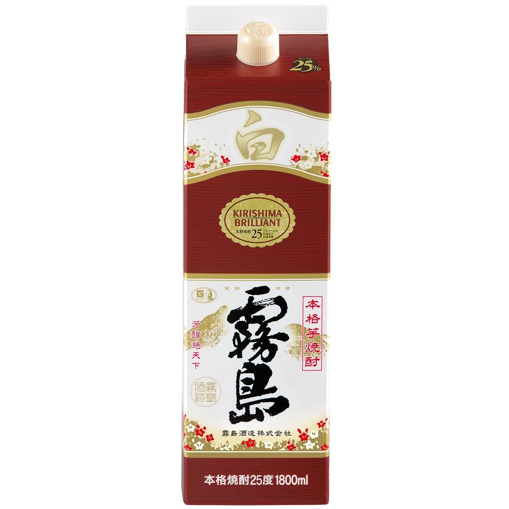 白霧島 紙パック 25度 1800ml【芋焼酎】 霧島酒造 オツ25ドシロキリシマチユ-パツク