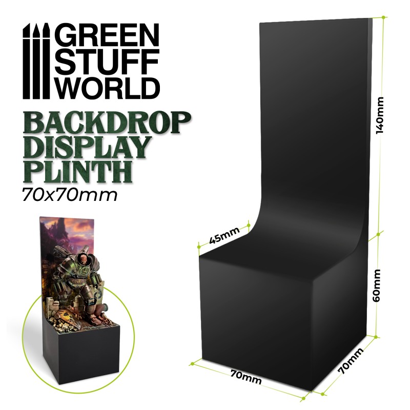 Rakuten - グリーンスタッフワールド 背面付き正方形高座展示台70mm×70mm ブラックカラー【GSWD-3474】 ディスプレイ用品