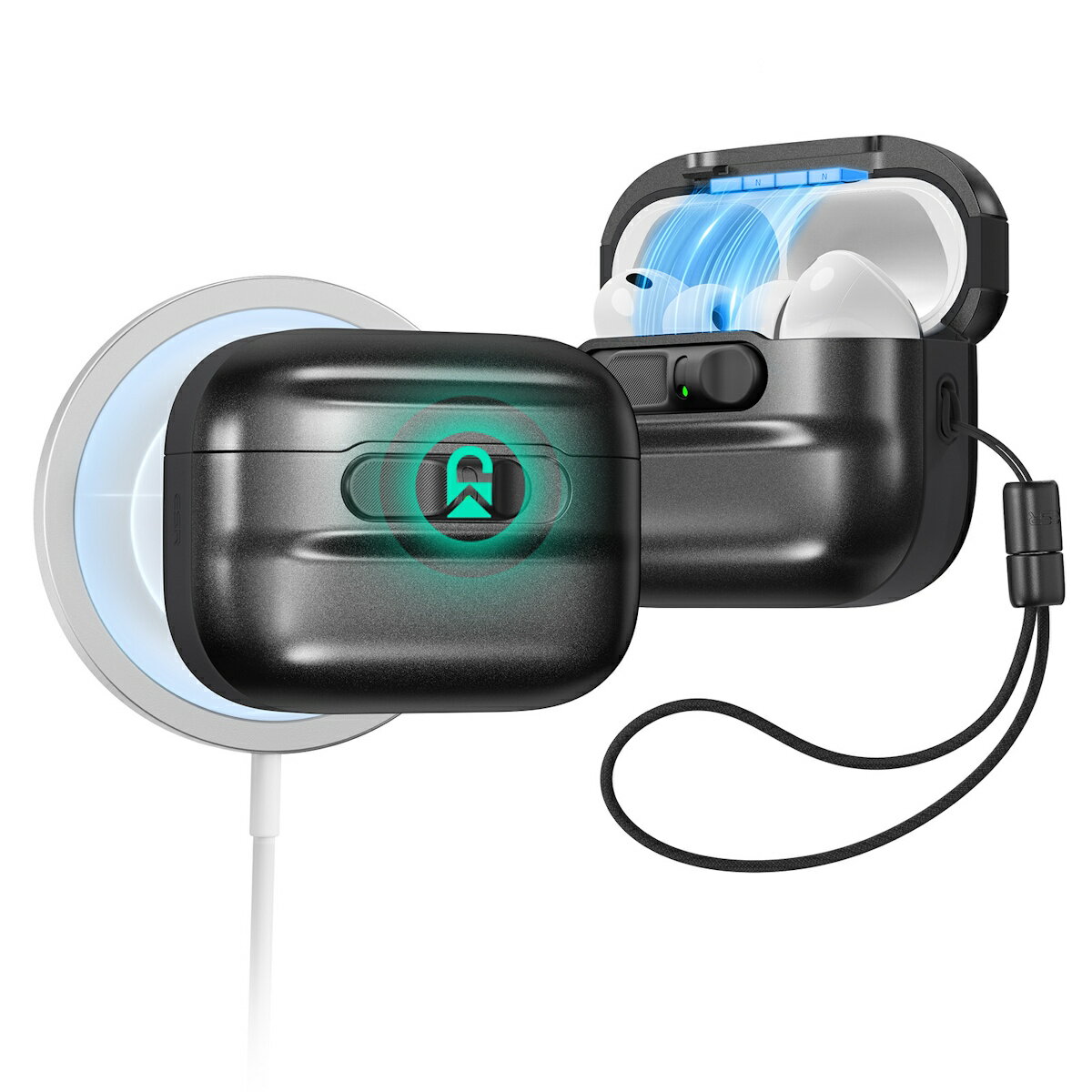 ESR AirPods Pro3（2025）専用ケース（ブラック）《Pulse FlickLock Magnetic Case Compatible》 1C01900102 ESR Pulse FlickLock Magnetic Case Compatible
