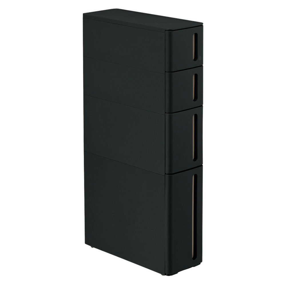 Slim Kitchen Racks - サンカ 隙間収納 ストランティ ドロアーC 4段 17cm プラスチック製 コロ付き（ブラック） DC-2101BK キッチン/台所用品 [DC2101BK]