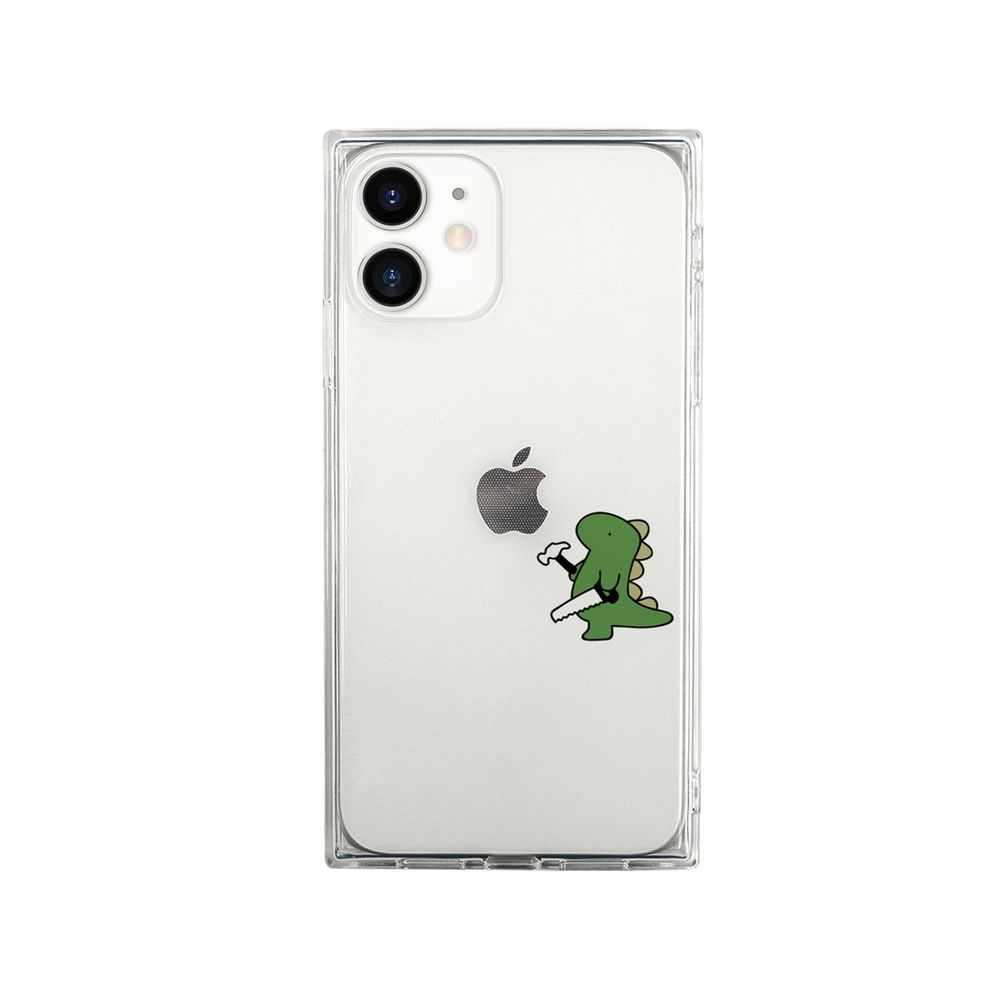 AKAN iPhone 12 mini用 ソフトスクエアケース おしごとダイナソー 日曜大工（グリー ...