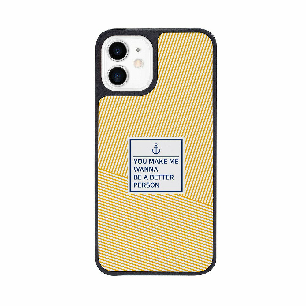 Dparks iPhone 12 mini用 BLACK COVER STRIPE（イエロー） DS19780I12