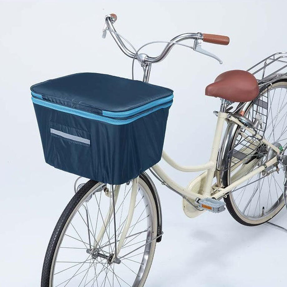 Kawasumi 2段式角型前カゴカバー(ネイビー/ブルー) KW-787NV_BL