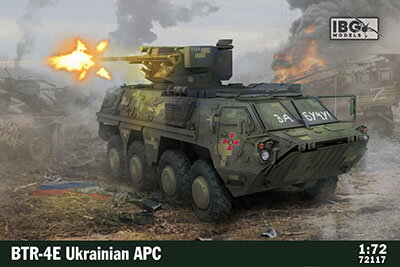 【返品種別B】□「返品種別」について詳しくはこちら□2023年08月 発売※画像はイメージです。実際の商品とは異なる場合がございます。【商品紹介】IBG 1/72 ウクライナ・BTR-4E装輪装甲車 です。ウクライナ製のソ連時代のBTR-80装輪装甲兵員輸送車(水陸両用）をベースに開発された戦闘車両。エンジン(ドイツ製ディーゼル搭載）を中央を装置し、側面兵員扉を廃止したことが大きな特徴。主武装・30ミリ機関砲1門他AT-5スパンドレル対戦車ミサイル。最高時速（整地）110km/h・航続距離690km。スラットアーマー付車両も存在する。キットにはデジタル迷彩デカール付属。【商品仕様】1/72スケール未塗装組立キット模型＞プラモデル・メーカー別＞海外メーカー5＞IBG