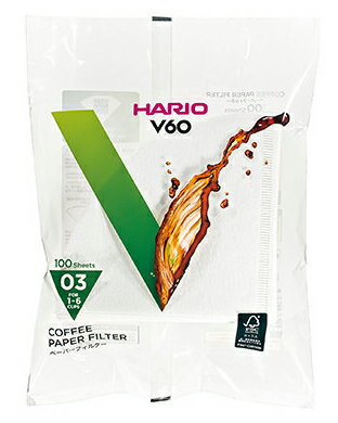 ハリオ V60用ペーパーフィルター　ホワイト　酵素漂白03 VCF-03-100W HARIO [VCF03100W]