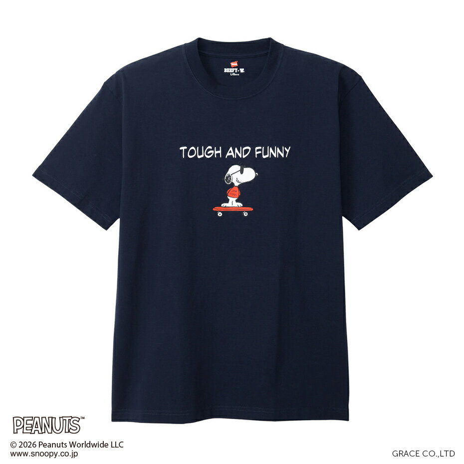 Other - ヘインズ ビーフィーTシャツ PEANUTS x BEEFY-T クルーネックTシャツ 26SS（ネイビー・サイズ：XS) HM1-D002-370-XS Hanes
