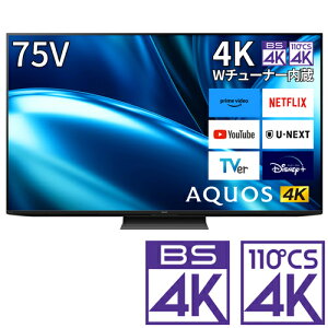 ɸ_AꥢΤߡ˥ƥӡ75 4T-C75FN1 㡼 75Ͼ塦BS110CSǥ4K塼ʡ¢ LEDվƥ (USB HDDϿб) Google TV ǽ4KбAQUOS