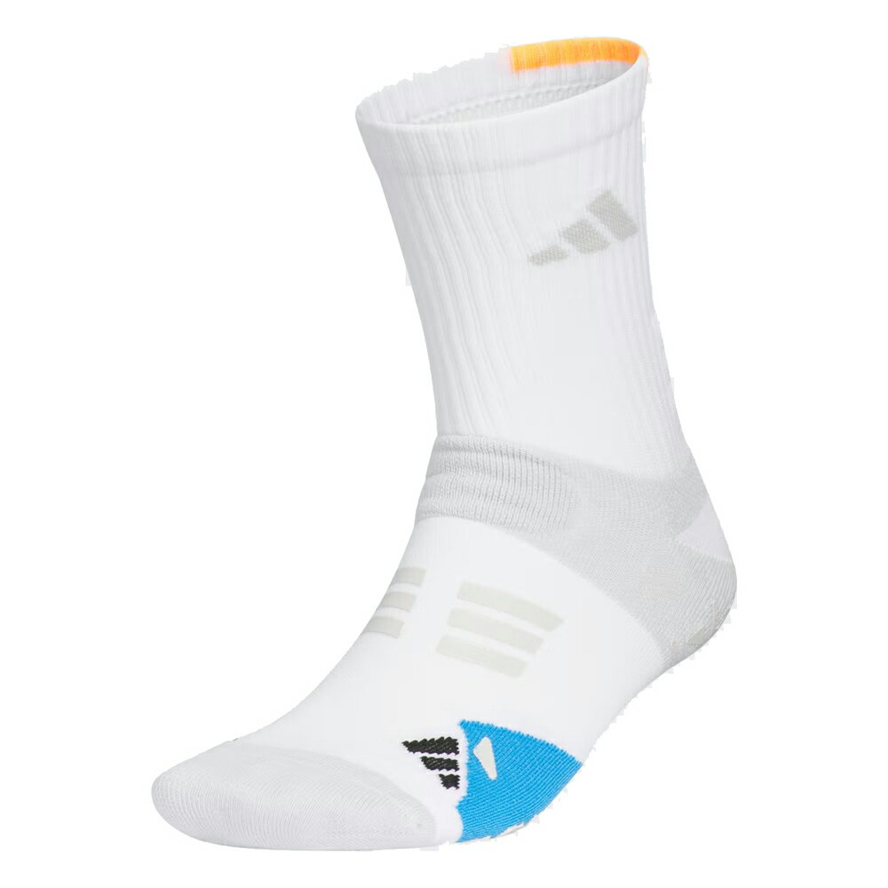 アディダス アディパワークルーソックス（ホワイト/ルシッドレイブルー・サイズ：22～24cm） BW372-KF0454-2224 adidas ゴルフ 靴下 クルー丈