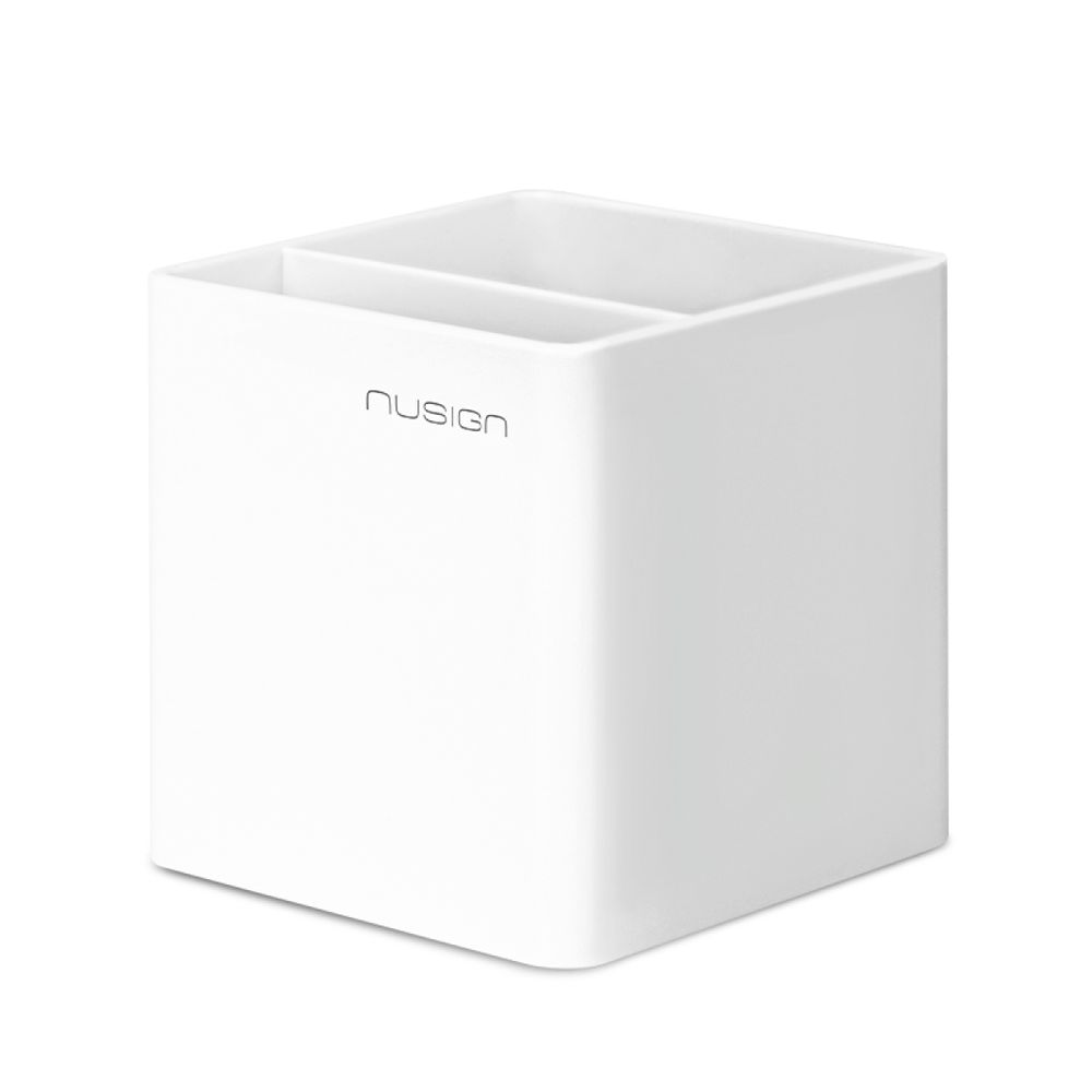 nusign｜ニューサイン ペン立て 四角（ホワイト） DLI-NFU011WH jism-14777108 Joshin web 家電とPCの大型専門店 パッケージ画像